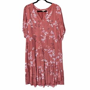 LOFT Terracotta Floral Midi Dress